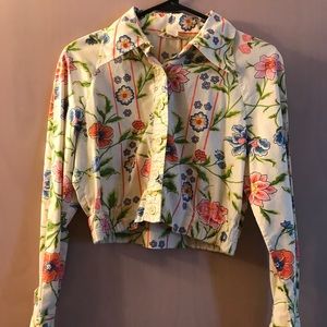 Vintage Ellen Tracy button up cropped floral top